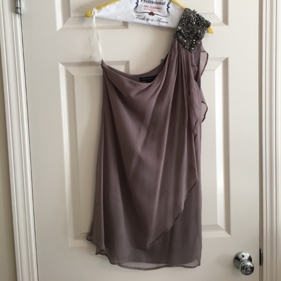 NWT French‎ Connection drape delight dress dusty purple beaded one shoulder Sz 6 - Picture 8 of 15